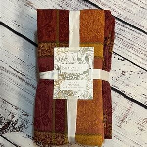 Shabby Chic Burgundy and Mustard Napkin Set